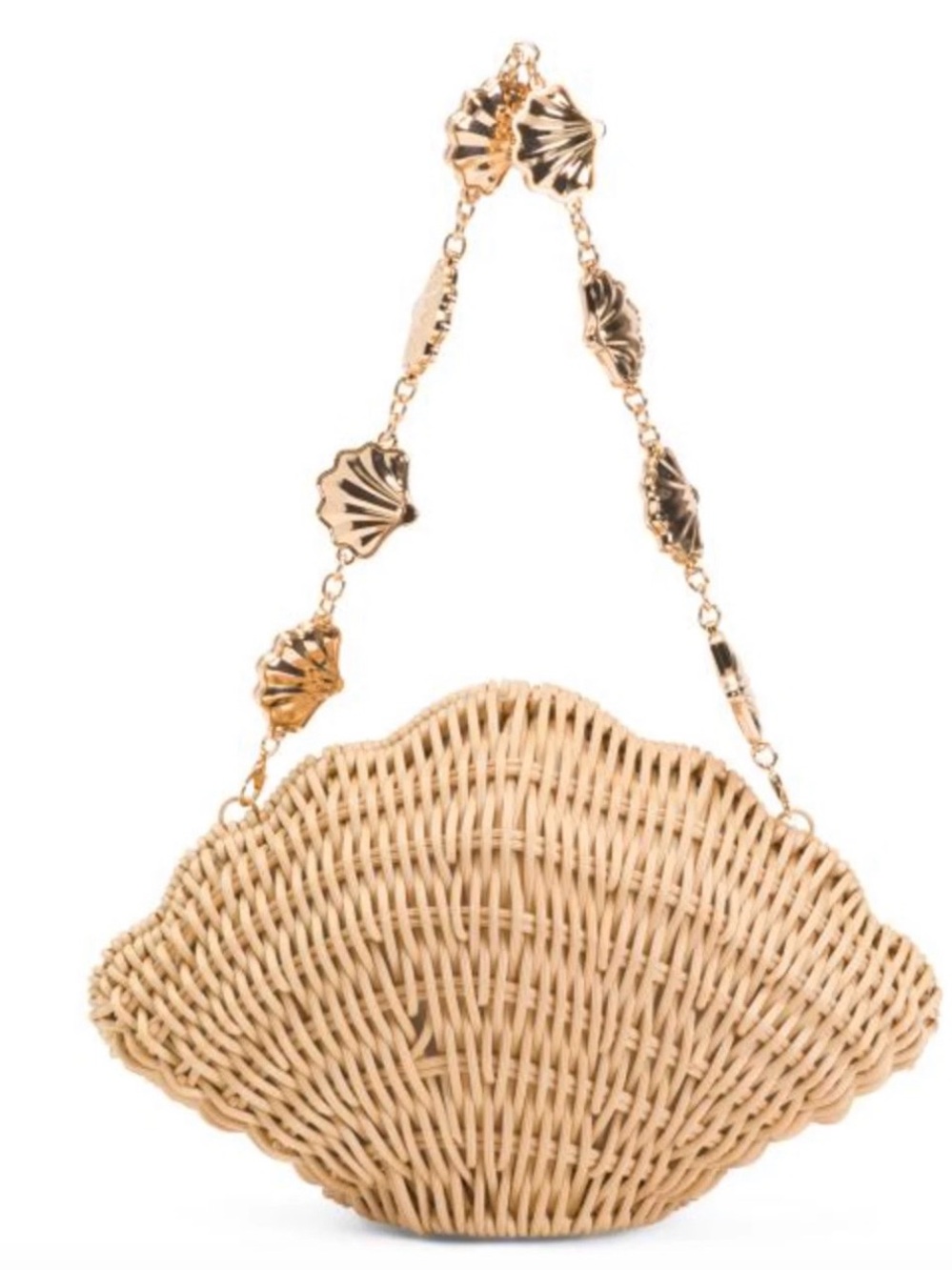 New Haute Hippie Woven Shell-Shape Straw Shoulder Bag in Natural
